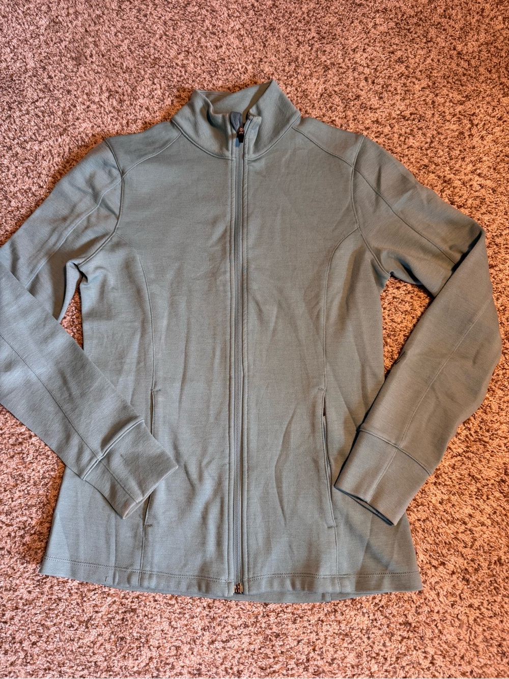 ibex Sage Green Merino Full-Zip Jacket - S
